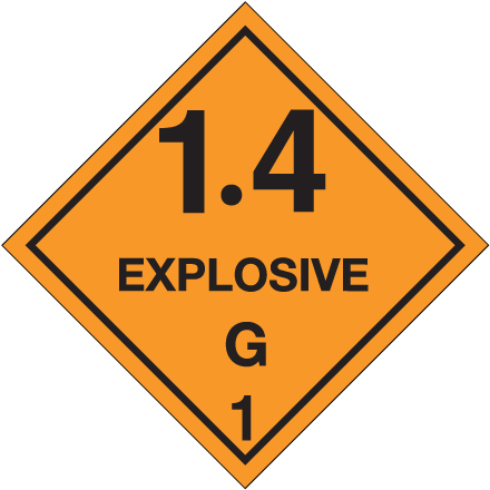 4 x 4" - "1.4 - Explosive - G 1" Labels